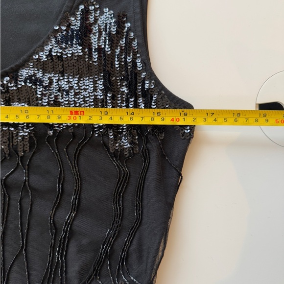 Symphony Women’s Beaded Fringe Sleeveless Cocktail Formal Mini Dress Black M - Picture 9 of 9